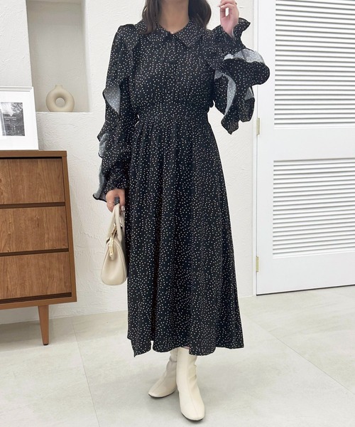 セール】フリルデザインフレアワンピース【ZOZOTOWN限定アイテム