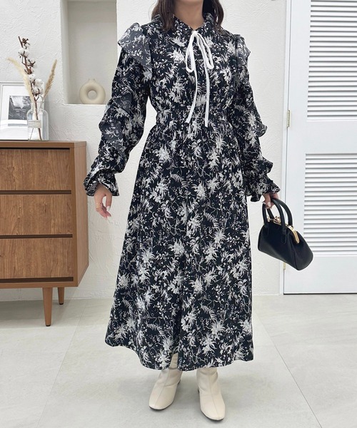 セール】フリルデザインフレアワンピース【ZOZOTOWN限定アイテム