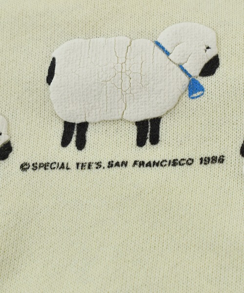 VINTAGE（ヴィンテージ）の「【ヴィンテージ古着】80's ヒツジ アニマルプリント クルーネックスウェット USA製（スウェット・メンズ・イエロー・LARGE）」の3枚目の写真