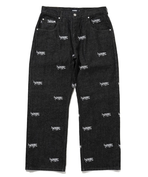 XLARGE(エクストララージ)の「ALLOVER LOGO DENIM PANTS(デニムパンツ・メンズ・インディゴブルー/ブラック・32inch/30inch/36inch/34inch)」の3枚目の写真