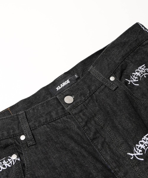 XLARGE(エクストララージ)の「ALLOVER LOGO DENIM PANTS(デニムパンツ・メンズ・インディゴブルー/ブラック・32inch/30inch/36inch/34inch)」の5枚目の写真