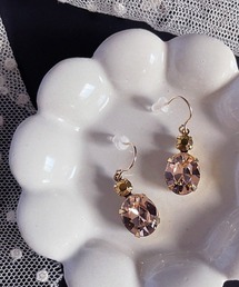 【malle la brocante/マルラブロカント】14kgf オーストリア製ヴィンテージストーンのピアス/金属アレルギー対応