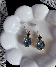 【malle la brocante/マルラブロカント】14kgf　オーストリア製ヴィンテージストーンのピアス/金属アレルギー対応