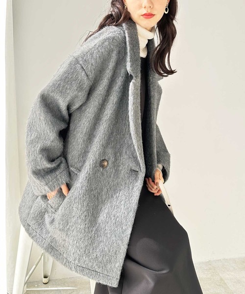 GeeRA(ジーラ)の「ダブルテーラージャケットコート(チェスターコート・レディース・ブラック/チャコール・MEDIUM)」の1枚目の写真