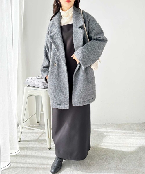 GeeRA(ジーラ)の「ダブルテーラージャケットコート(チェスターコート・レディース・ブラック/チャコール・MEDIUM)」の10枚目の写真