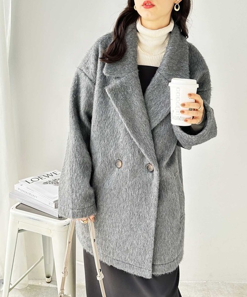 GeeRA(ジーラ)の「ダブルテーラージャケットコート(チェスターコート・レディース・ブラック/チャコール・MEDIUM)」の6枚目の写真