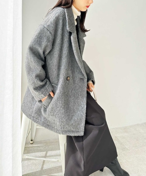 GeeRA(ジーラ)の「ダブルテーラージャケットコート(チェスターコート・レディース・ブラック/チャコール・MEDIUM)」の14枚目の写真