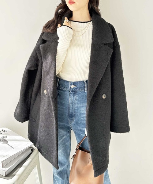 GeeRA(ジーラ)の「ダブルテーラージャケットコート(チェスターコート・レディース・ブラック/チャコール・MEDIUM)」の3枚目の写真