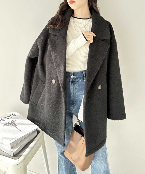 GeeRA(ジーラ)の「ダブルテーラージャケットコート(チェスターコート・レディース・ブラック/チャコール・MEDIUM)」の4枚目の写真