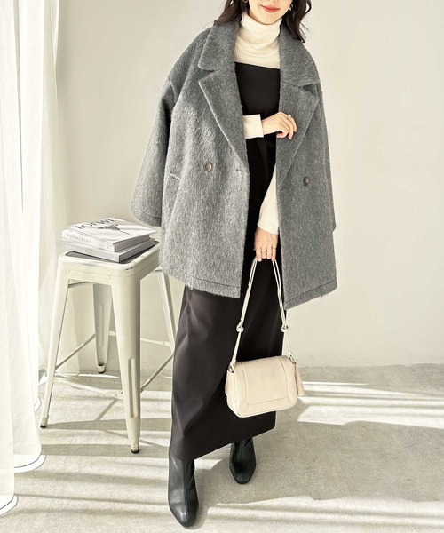 GeeRA(ジーラ)の「ダブルテーラージャケットコート(チェスターコート・レディース・ブラック/チャコール・MEDIUM)」の11枚目の写真