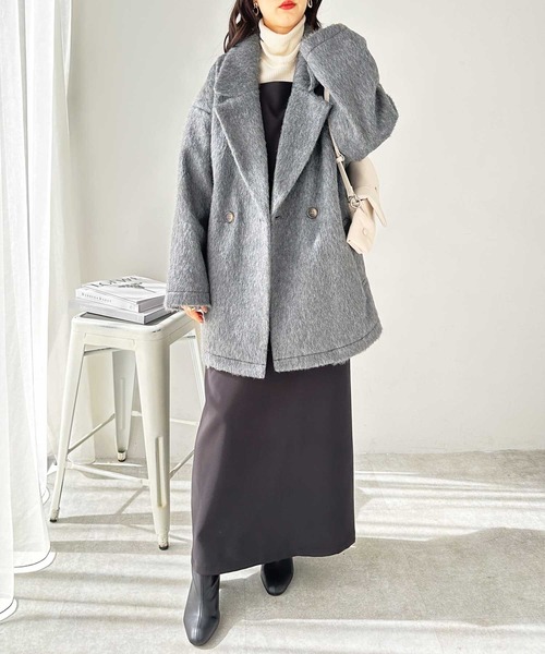 GeeRA(ジーラ)の「ダブルテーラージャケットコート(チェスターコート・レディース・ブラック/チャコール・MEDIUM)」の12枚目の写真