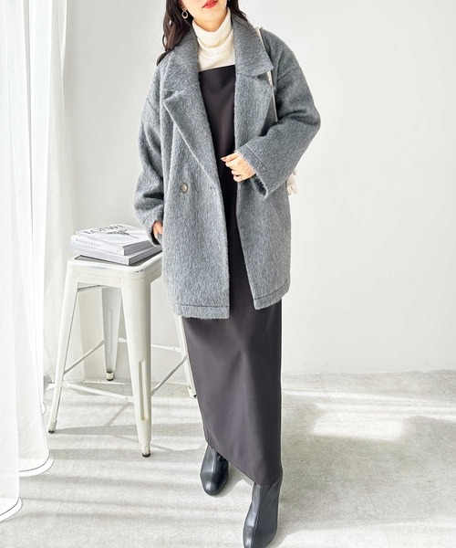 GeeRA(ジーラ)の「ダブルテーラージャケットコート(チェスターコート・レディース・ブラック/チャコール・MEDIUM)」の13枚目の写真