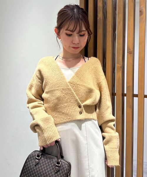 FREE'S MART（フリーズマート）の「2WAYアシメショート丈カーディガン（ニット/セーター・レディース・ホワイト/パープル/ベージュ/グリーン・FREE）」の19枚目の写真