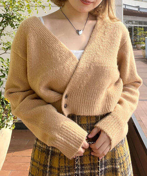 FREE'S MART（フリーズマート）の「2WAYアシメショート丈カーディガン（ニット/セーター・レディース・ホワイト/パープル/ベージュ/グリーン・FREE）」の20枚目の写真