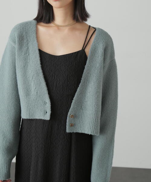 FREE'S MART（フリーズマート）の「2WAYアシメショート丈カーディガン（ニット/セーター・レディース・ホワイト/パープル/ベージュ/グリーン・FREE）」の3枚目の写真