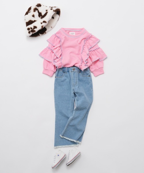 CIAOPANIC TYPY（チャオパニックティピー）の「【KIDS】配色ステッチフリル裏毛スウェット（スウェット・キッズ・アイボリー/グレー/ピンク・L/XL/S/XXL/M）」の4枚目の写真