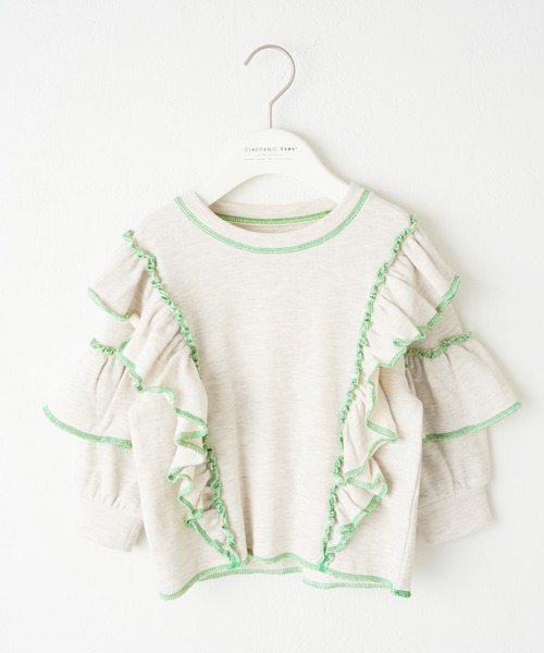 CIAOPANIC TYPY（チャオパニックティピー）の「【KIDS】配色ステッチフリル裏毛スウェット（スウェット・キッズ・アイボリー/グレー/ピンク・L/XL/S/XXL/M）」の5枚目の写真