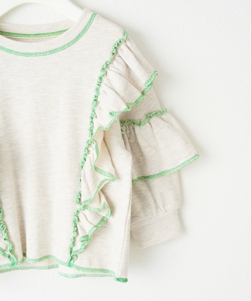 CIAOPANIC TYPY（チャオパニックティピー）の「【KIDS】配色ステッチフリル裏毛スウェット（スウェット・キッズ・アイボリー/グレー/ピンク・L/XL/S/XXL/M）」の6枚目の写真