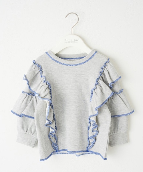 CIAOPANIC TYPY（チャオパニックティピー）の「【KIDS】配色ステッチフリル裏毛スウェット（スウェット・キッズ・アイボリー/グレー/ピンク・L/XL/S/XXL/M）」の8枚目の写真