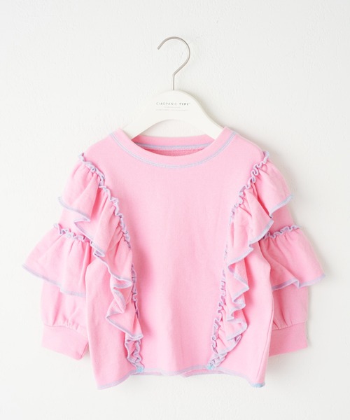 CIAOPANIC TYPY（チャオパニックティピー）の「【KIDS】配色ステッチフリル裏毛スウェット（スウェット・キッズ・アイボリー/グレー/ピンク・L/XL/S/XXL/M）」の11枚目の写真