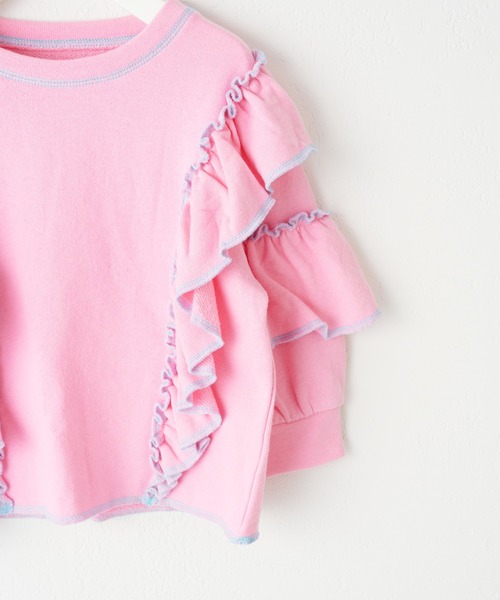 CIAOPANIC TYPY（チャオパニックティピー）の「【KIDS】配色ステッチフリル裏毛スウェット（スウェット・キッズ・アイボリー/グレー/ピンク・L/XL/S/XXL/M）」の13枚目の写真