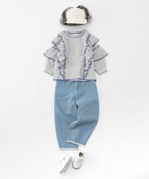 CIAOPANIC TYPY（チャオパニックティピー）の「【KIDS】配色ステッチフリル裏毛スウェット（スウェット・キッズ・アイボリー/グレー/ピンク・L/XL/S/XXL/M）」の18枚目の写真