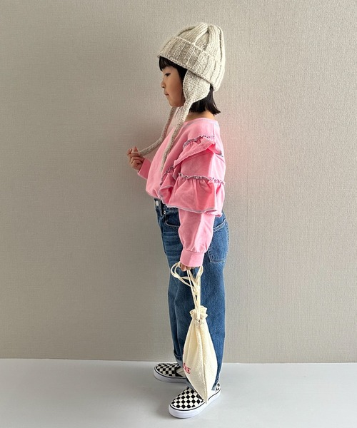 CIAOPANIC TYPY（チャオパニックティピー）の「【KIDS】配色ステッチフリル裏毛スウェット（スウェット・キッズ・アイボリー/グレー/ピンク・L/XL/S/XXL/M）」の21枚目の写真