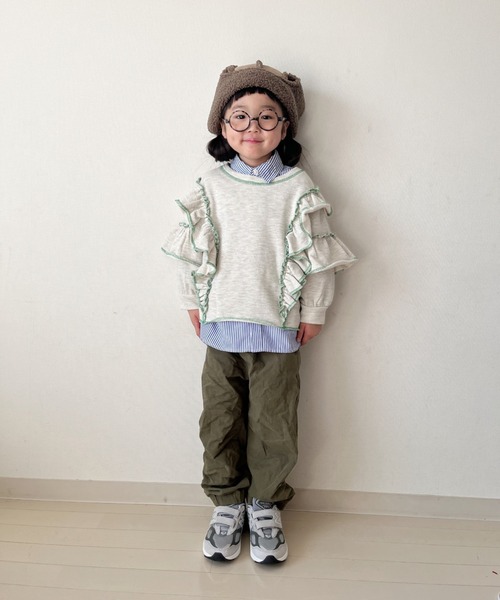 CIAOPANIC TYPY（チャオパニックティピー）の「【KIDS】配色ステッチフリル裏毛スウェット（スウェット・キッズ・アイボリー/グレー/ピンク・L/XL/S/XXL/M）」の22枚目の写真