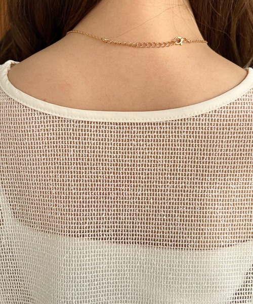 moment+（モーメントプラス）の「スモールメッシュ長袖すそドロストショートプルオーバー（Tシャツ/カットソー・レディース・ブラック/チャコールグレー/ナチュラル/オフホワイト・M）」の14枚目の写真