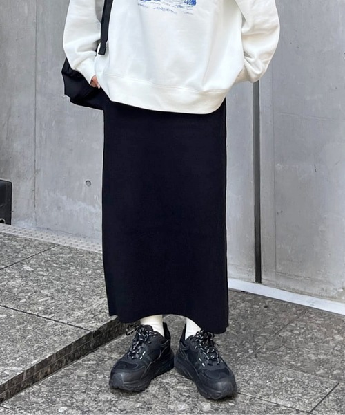 CPCM（シーピーシーエム）の「ニットナロースカート（スカート・レディース・ブラック/オレンジ/ダークグレー/アイボリー・FREE）」の3枚目の写真