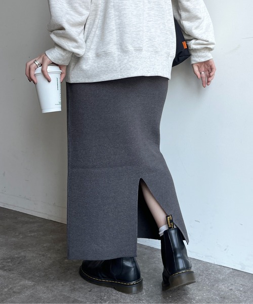 CPCM（シーピーシーエム）の「ニットナロースカート（スカート・レディース・ブラック/オレンジ/ダークグレー/アイボリー・FREE）」の5枚目の写真