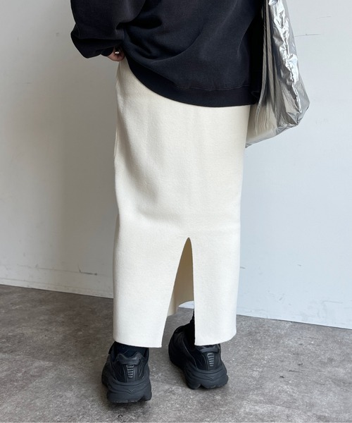 CPCM（シーピーシーエム）の「ニットナロースカート（スカート・レディース・ブラック/オレンジ/ダークグレー/アイボリー・FREE）」の13枚目の写真