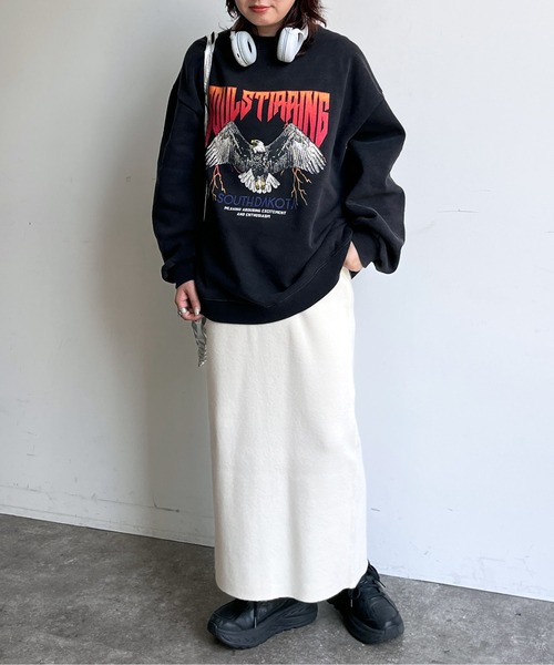 CPCM（シーピーシーエム）の「ニットナロースカート（スカート・レディース・ブラック/オレンジ/ダークグレー/アイボリー・FREE）」の15枚目の写真