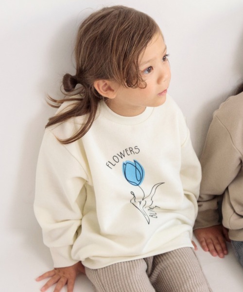 DRC branshes（ディーアールシーブランシェス）の「【DRC】あったかグラフィック裏起毛トレーナー スウェット（スウェット・キッズ・ライトグレー/オレンジ/ベージュ/ライトグリーン/その他3/オフホワイト/その他1/ピンク/その他2/チャコールグレー/ブルー・100/110/140/150/120/130/90）」の10枚目の写真