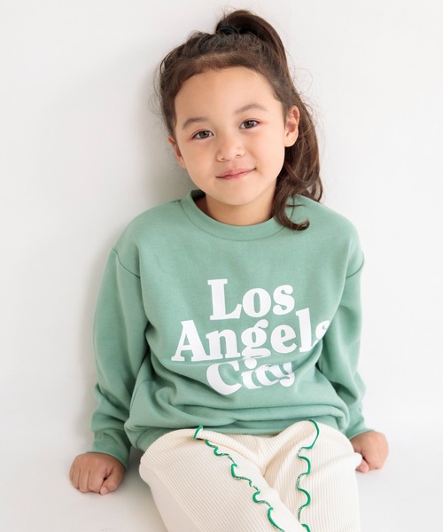 DRC branshes（ディーアールシーブランシェス）の「【DRC】あったかグラフィック裏起毛トレーナー スウェット（スウェット・キッズ・ライトグレー/オレンジ/ベージュ/ライトグリーン/その他3/オフホワイト/その他1/ピンク/その他2/チャコールグレー/ブルー・100/110/140/150/120/130/90）」の5枚目の写真