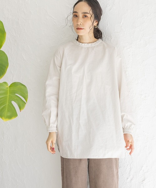 studio CLIP（スタディオクリップ）の「製品染めオックスフリルブラウス（シャツ/ブラウス・レディース・カーキ/アイボリー/オレンジ/オフホワイト・FREE）」の3枚目の写真