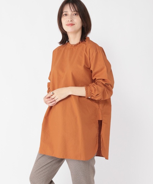studio CLIP（スタディオクリップ）の「製品染めオックスフリルブラウス（シャツ/ブラウス・レディース・カーキ/アイボリー/オレンジ/オフホワイト・FREE）」の4枚目の写真