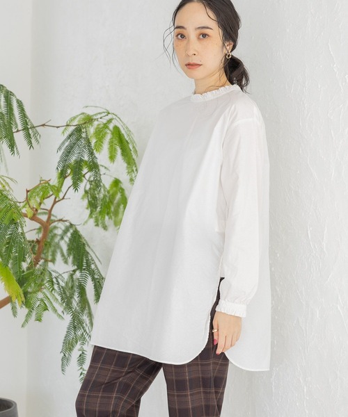 studio CLIP（スタディオクリップ）の「製品染めオックスフリルブラウス（シャツ/ブラウス・レディース・カーキ/アイボリー/オレンジ/オフホワイト・FREE）」の5枚目の写真