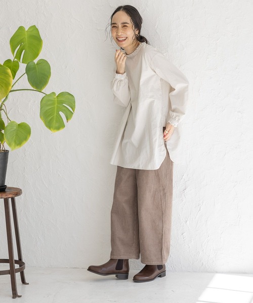 studio CLIP（スタディオクリップ）の「製品染めオックスフリルブラウス（シャツ/ブラウス・レディース・カーキ/アイボリー/オレンジ/オフホワイト・FREE）」の15枚目の写真