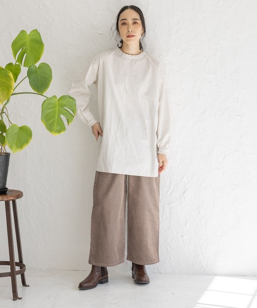 studio CLIP（スタディオクリップ）の「製品染めオックスフリルブラウス（シャツ/ブラウス・レディース・カーキ/アイボリー/オレンジ/オフホワイト・FREE）」の16枚目の写真