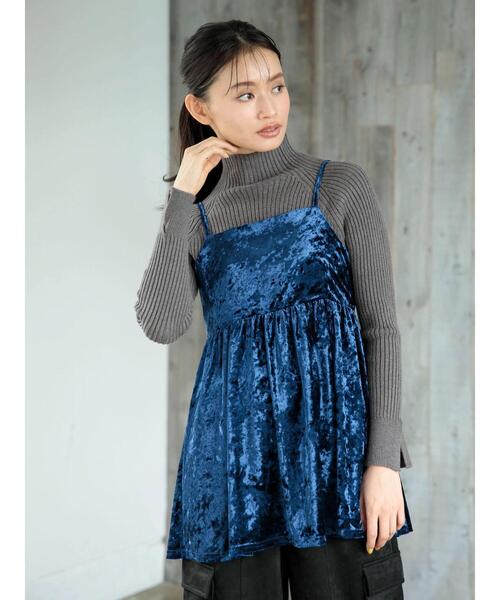 ELENCARE DUE(エレンカーレデュエ)の「・ELENCARE DUEクラッシュベロアキャミチュニック(チュニック・レディース・ブラック/グレー/パープル/ブルー/イエロー/ベージュ・FREE)」の21枚目の写真