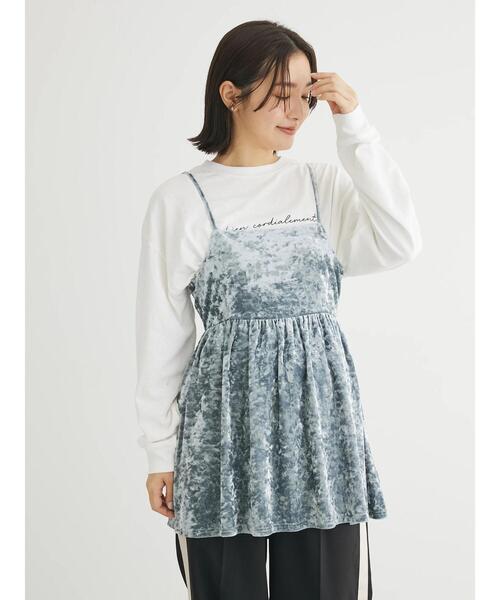 ELENCARE DUE(エレンカーレデュエ)の「・ELENCARE DUEクラッシュベロアキャミチュニック(チュニック・レディース・ブラック/グレー/パープル/ブルー/イエロー/ベージュ・FREE)」の11枚目の写真