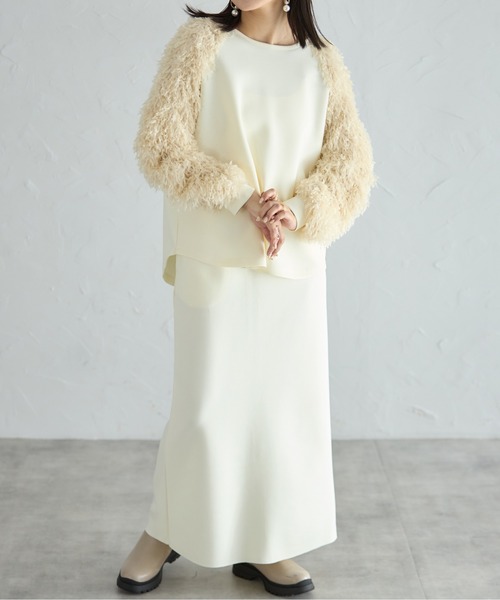 each（イーチ）の「セルフカットダンボールタイトロングスカート（スカート・レディース・ブラック/アイボリー/ライトグレー/ネイビー/グリーン/ピンク・FREE）」の12枚目の写真