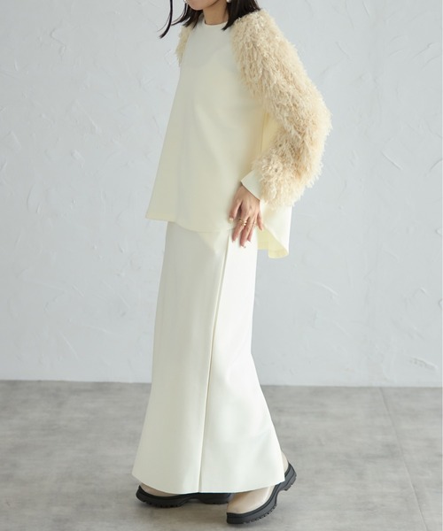 each（イーチ）の「セルフカットダンボールタイトロングスカート（スカート・レディース・ブラック/アイボリー/ライトグレー/ネイビー/グリーン/ピンク・FREE）」の13枚目の写真