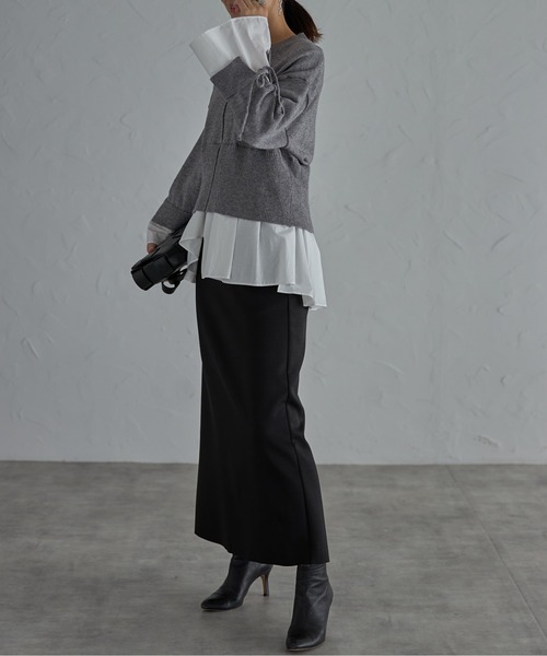 each（イーチ）の「セルフカットダンボールタイトロングスカート（スカート・レディース・ブラック/アイボリー/ライトグレー/ネイビー/グリーン/ピンク・FREE）」の22枚目の写真