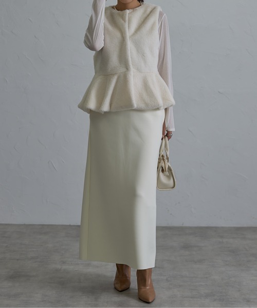 each（イーチ）の「セルフカットダンボールタイトロングスカート（スカート・レディース・ブラック/アイボリー/ライトグレー/ネイビー/グリーン/ピンク・FREE）」の10枚目の写真