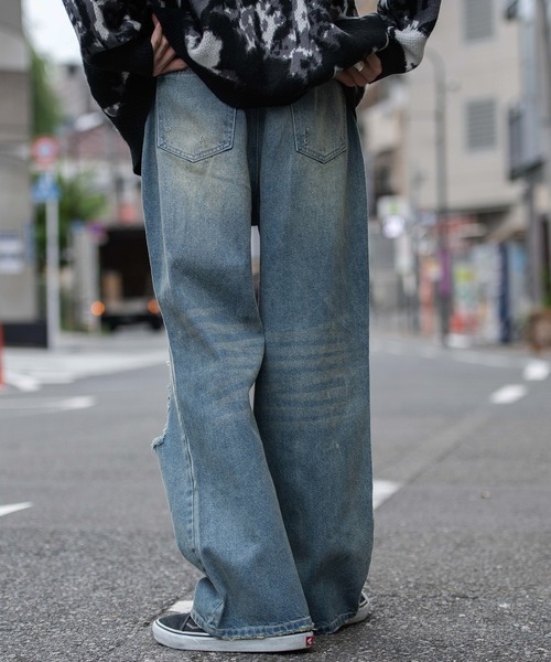 SILVER BULLET(シルバーバレット)の「『CavariA/キャバリア』オーバーダイダメージワイドデニムパンツ(デニムパンツ・メンズ・ブラック/ブルー・L/M)」の6枚目の写真