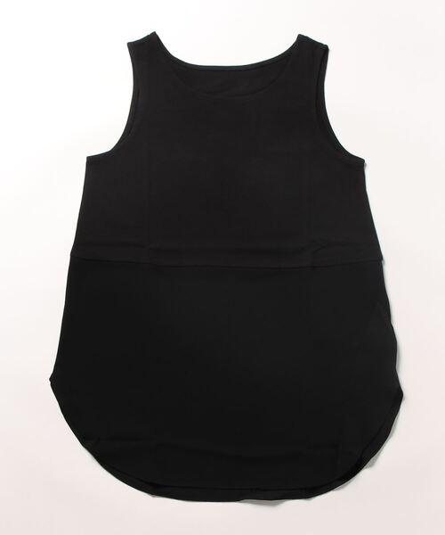 Droite lautreamont（ドロワットロートレアモン）の「裾布帛レイヤードタンク≪洗濯機で洗える≫（タンクトップ・レディース・ブラック/オフホワイト・M）」の2枚目の写真