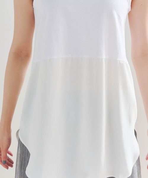 Droite lautreamont（ドロワットロートレアモン）の「裾布帛レイヤードタンク≪洗濯機で洗える≫（タンクトップ・レディース・ブラック/オフホワイト・M）」の9枚目の写真