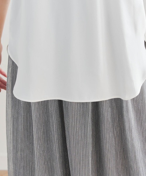 Droite lautreamont（ドロワットロートレアモン）の「裾布帛レイヤードタンク≪洗濯機で洗える≫（タンクトップ・レディース・ブラック/オフホワイト・M）」の11枚目の写真